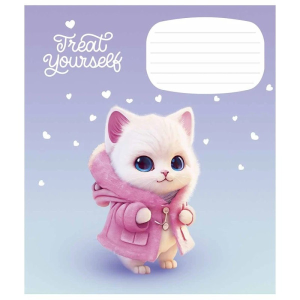 Зошит учнівський "Cute little animals" 012-3333K-2 в клітинку, 12 аркушів (012-3333K-2)