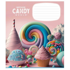 Зошит учнівський "Candy world" 012-3266C-1 у косу лінію, 12 аркушів (012-3266C-1)
