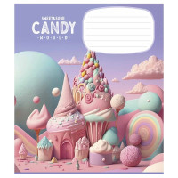 Зошит учнівський "Candy world" 012-3266C-2 у косу лінію, 12 аркушів (012-3266C-2)