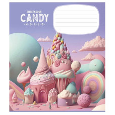 Зошит учнівський "Candy world" 012-3266C-2 у косу лінію, 12 аркушів (012-3266C-2)
