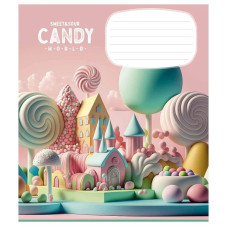 Зошит учнівський "Candy world" 012-3266C-3 у косу лінію, 12 аркушів (012-3266C-3)
