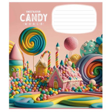 Зошит учнівський "Candy world" 012-3266C-4 у косу лінію, 12 аркушів (012-3266C-4)