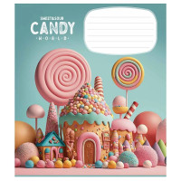 Зошит учнівський "Candy world" 012-3266C-5 у косу лінію, 12 аркушів (012-3266C-5)