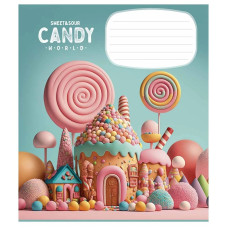 Зошит учнівський "Candy world" 012-3266C-5 у косу лінію, 12 аркушів (012-3266C-5)