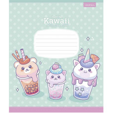 Зошит учнівський "Just be Kawaii" 012-3408C-1 у косу лінію, 12 аркушів (012-3408C-1)
