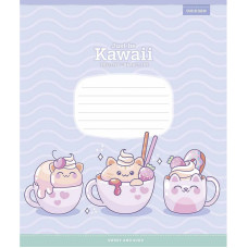 Зошит учнівський "Just be Kawaii" 012-3408C-3 у косу лінію, 12 аркушів (012-3408C-3)