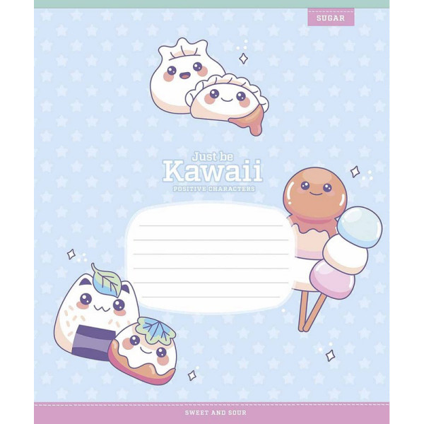 Зошит учнівський "Just be Kawaii" 012-3408C-4 у косу лінію, 12 аркушів (012-3408C-4)