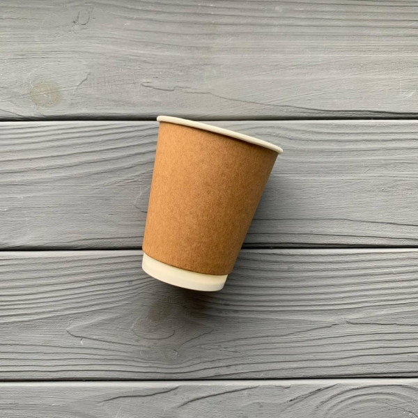 Стакан бумажный двухслойный 180мл Крафт (25шт/уп|1200шт/ящ) 69мм