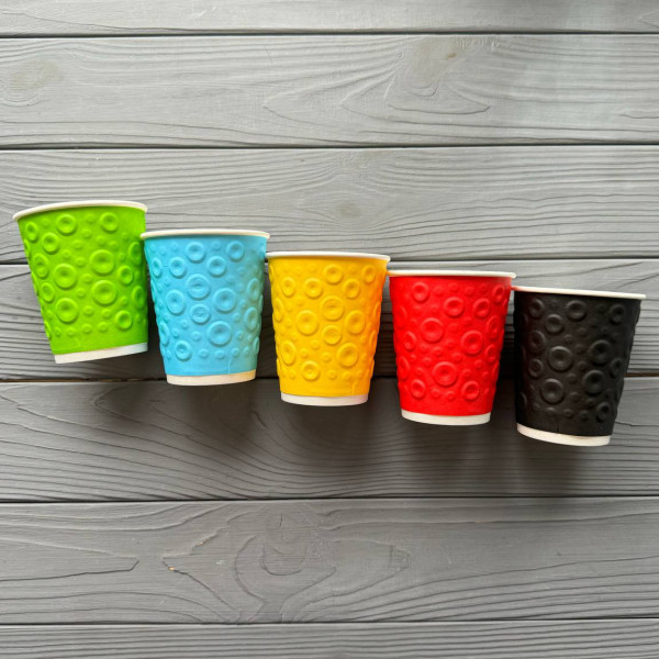 Стакан двошаровий "3D" Кольоровий мікс 250мл 80мм (30шт/уп|30уп/ящ) UMD250M