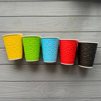 Стакан двошаровий "3D" Кольоровий мікс 350мл 90мм (25шт/уп|24уп/ящ) UMD350M