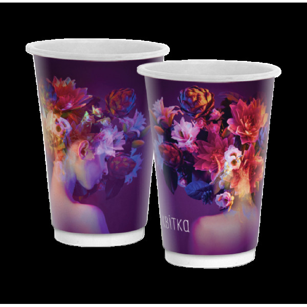 Double wall стакан Квітка 500 мл (двошаровий) 20/300 90мм FC(FCDW500cvitca)