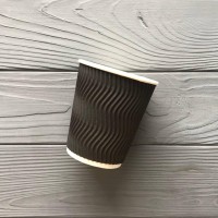 Стакан гофрированный черный 300 мл TGB300
