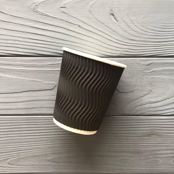 Стакан гофрированный черный 300 мл TGB300
