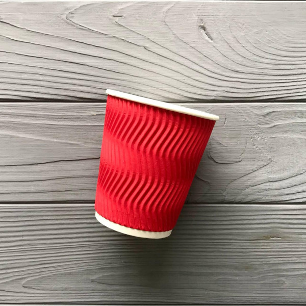 Стакан гофрированный красный 300 мл TGR300