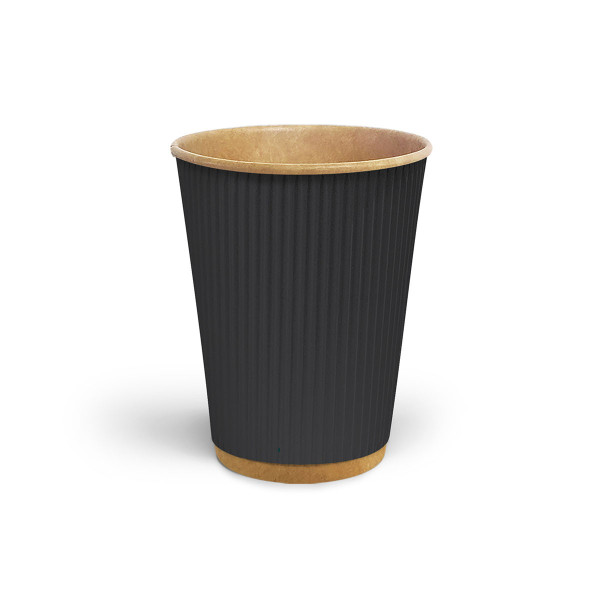Стакан бумажный гофрированный 110 мл Черный (крафт основа)