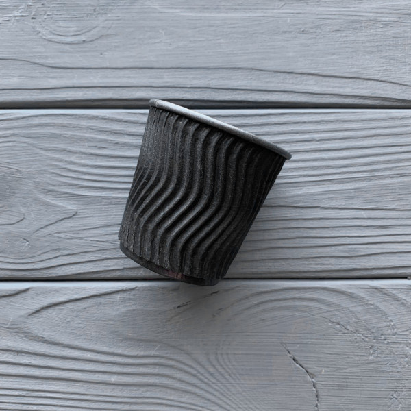 Стакан гофрований чорний/чорний 110мл TGBB110 (20/уп|800/ящ)