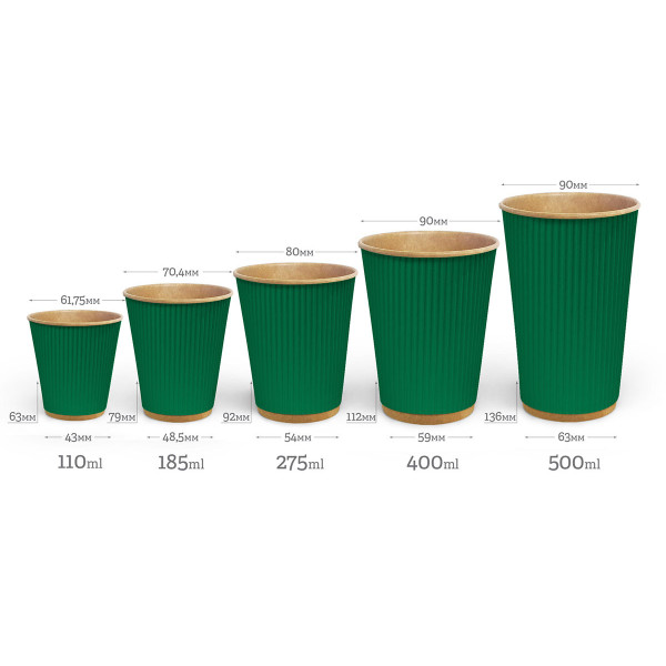 Стакан гофрированный 110 мл Зеленый (крафт основание)