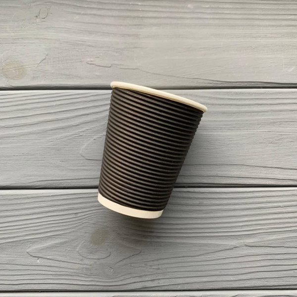 Стакан гофра 110мл Черный (25шт/уп|1750шт) 60мм
