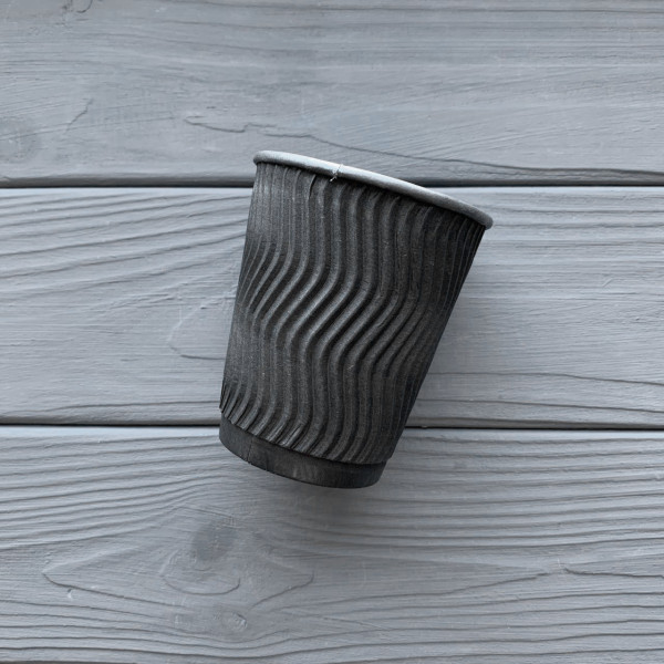 Стакан гофрированный черный/черный 175мл TGBB175 (20/уп|900/ящ) 70мм