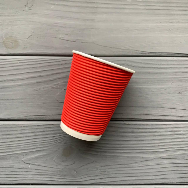 Стакан гофра 180мл Красный (25шт/уп|1375шт/ящ) 69мм
