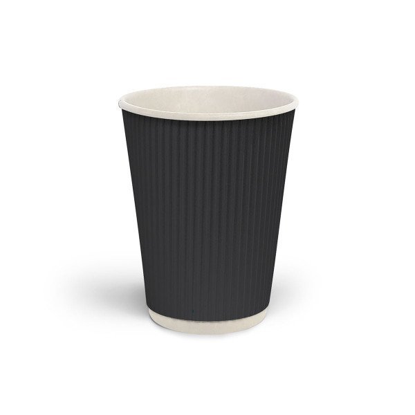Стакан гофрований 185 мл Чорний (біла основа)