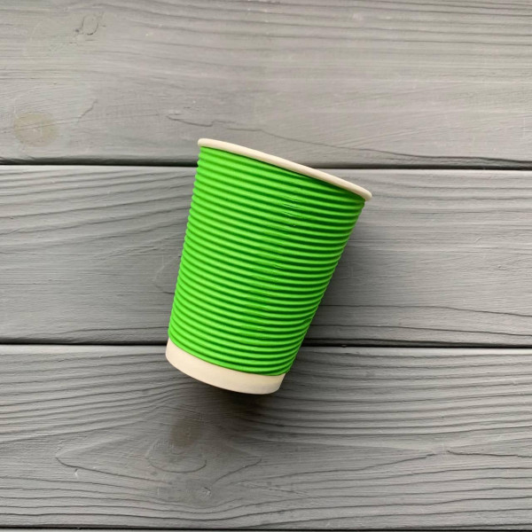 Стакан гофра 180мл Зеленый (25шт/уп|1375шт) 69мм
