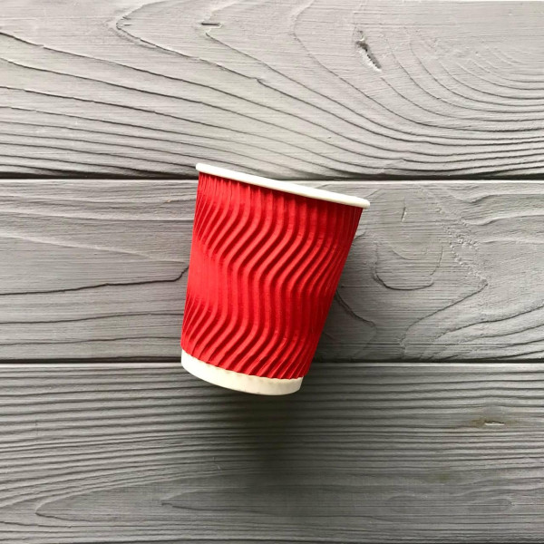 Стакан гофрований червоний 175 мл TGR175 (20шт/уп|900шт/ящ) 70мм
