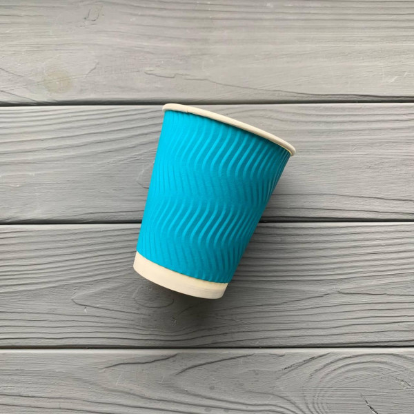 Стакан гофра 180мл Бірюзовий (25шт/уп|1375шт/ящ) 69мм