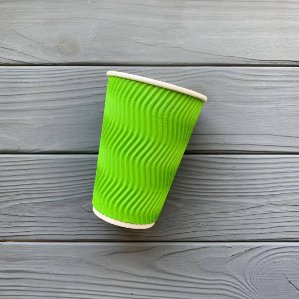 Стакан гофрированный лайм 340 мл TGL340 (20шт/уп|560шт/ящ) 80мм