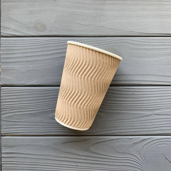 Стакан гофрований крафт 340 мл TGK340 (20шт/уп|560шт/ящ) 80мм