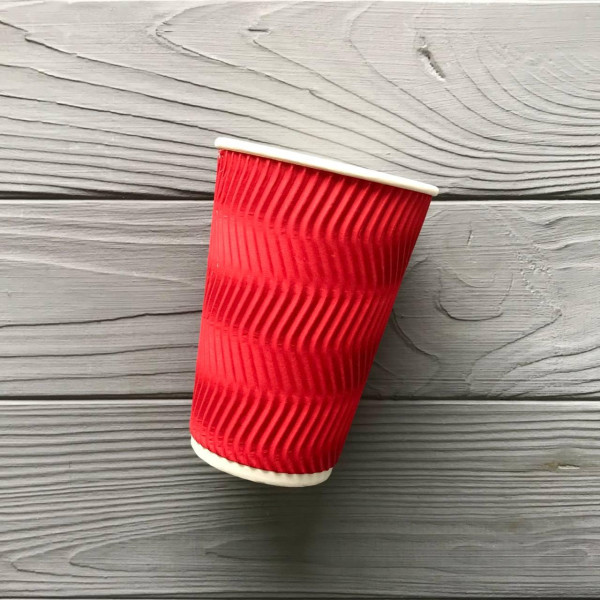 Стакан гофрированный красный 340 мл TGR340 (20шт/уп|560шт/ящ) 80мм