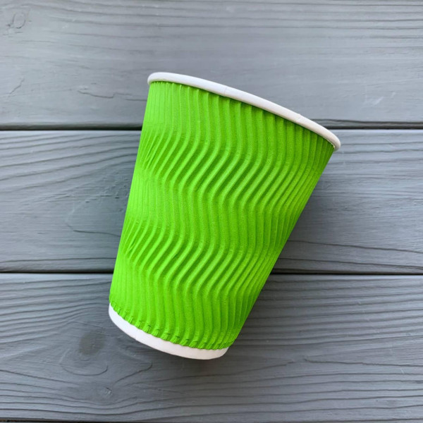 Стакан гофрированный лайм 400 мл TGL400(15шт/уп|450шт/ящ)91мм