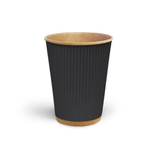 Стакан гофрированный 400 мл Черный (крафт основа)

