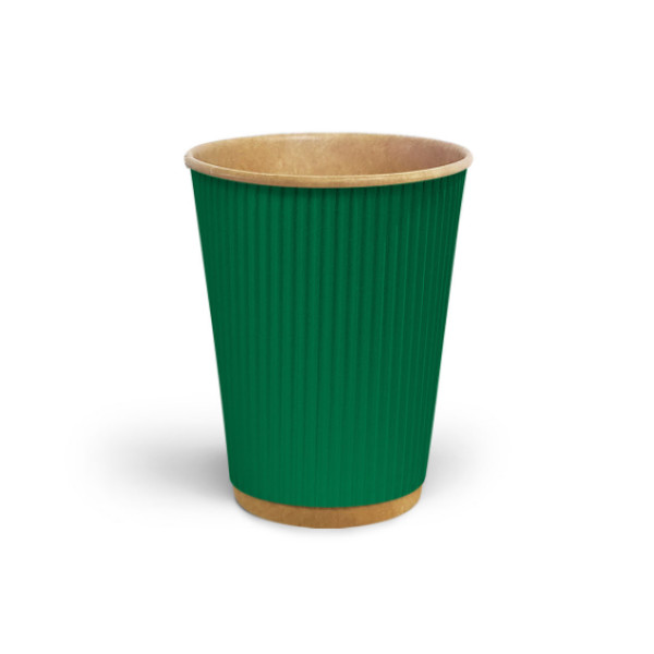 Стакан гофрированный 400 мл Зеленый (крафт основание)