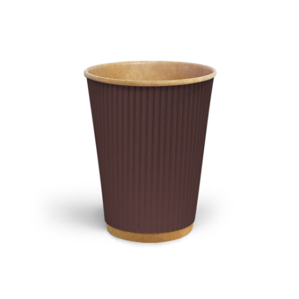 Стакан гофрированный 400 мл Коричневый (крафт основание)