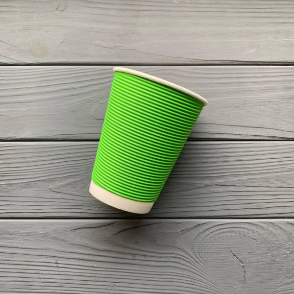 Стакан гофра 440мл Зеленый (25шт/уп|750шт/ящ) 91мм
