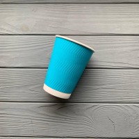 Стакан гофра 440мл Бирюзовый (25шт/уп|750шт/ящ) 91мм