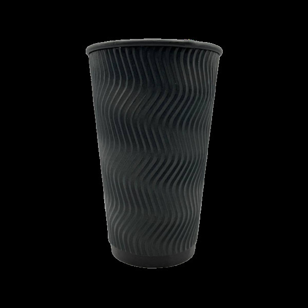 Стакан гофрированный Черный 450мл 90мм (20шт/уп|24уп/ящ) UMGB450
