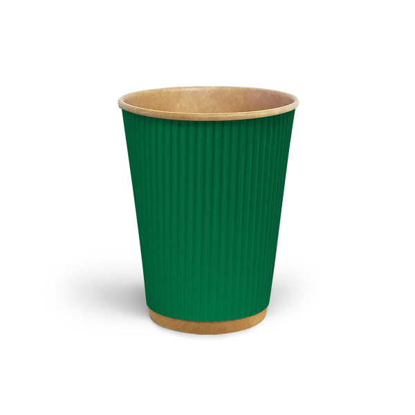 Стакан гофрований 500 мл Зелений (крафт основа)