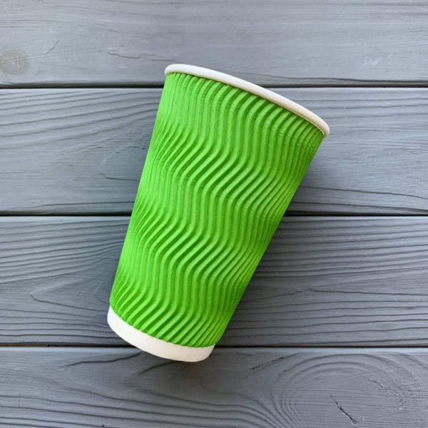 Стакан гофрированный лайм 500 мл TGL500 (15шт/уп|450шт/ящ)91мм