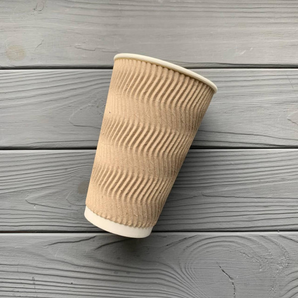 Стакан гофрований крафт 500 мл TGK500 (15шт/уп|450шт/ящ) 91мм