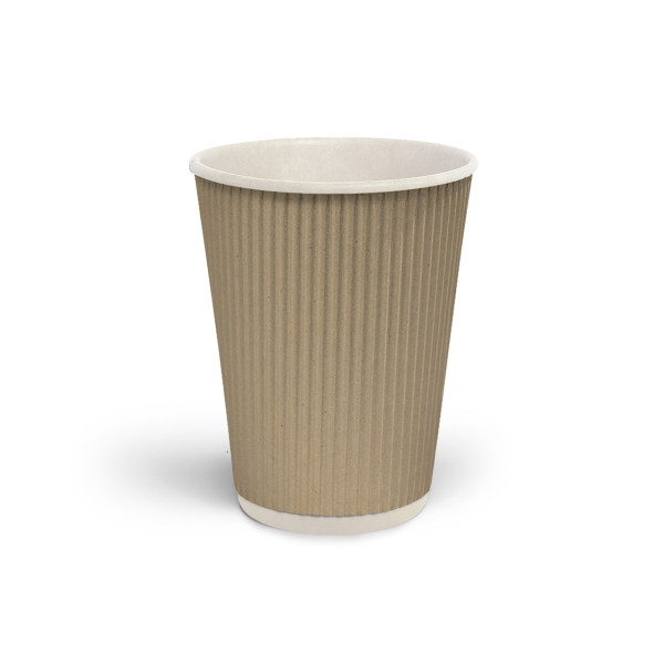 Стакан гофрированный 275 мл Крафт (белое основание)
