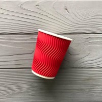 Стакан гофрированный красный 250 мл TGR250 (20шт/уп|700шт/ящ) 75мм