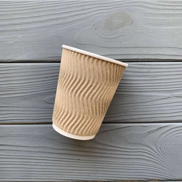 Стакан гофрований крафт 250 мл TGK250 (20шт/уп|700шт/ящ) 75мм