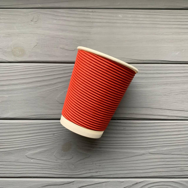 Стакан гофра 270мл Червоний (25шт/уп|1000шт/ящ) 80мм