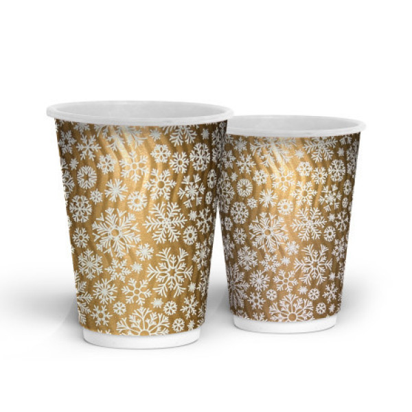 Гофростакан 275 мл Сніжинка золота