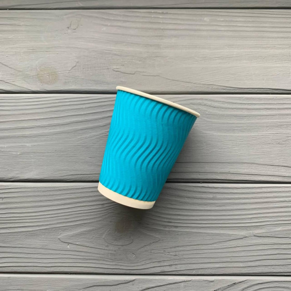 Стакан гофра 270мл Бірюзовий (25шт/уп|1000шт/ящ) 80мм