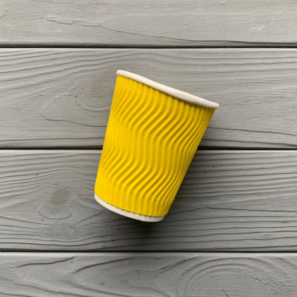 Стакан гофрированный желтый 250мл TGY250 (20шт/уп|700шт/ящ) 75мм