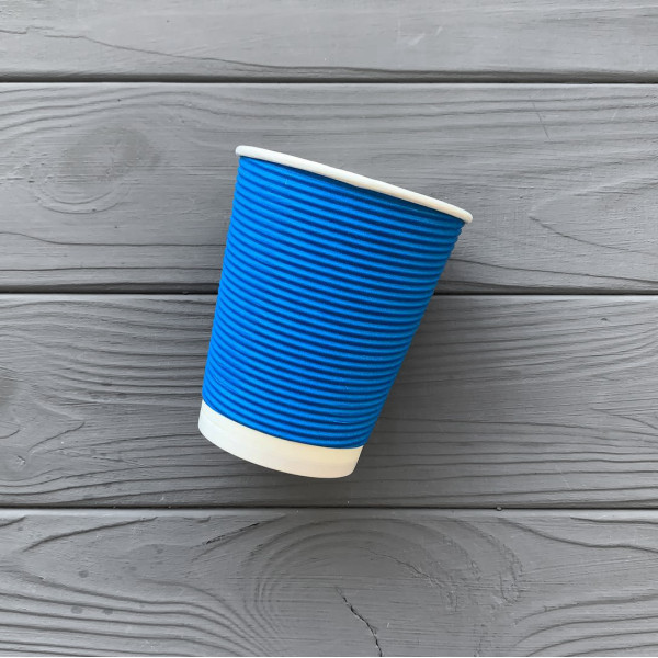 Стакан гофра 270мл Синій  (25шт/уп|1000шт/ящ) 80мм PLG270Bl