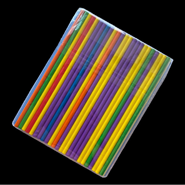 Трубочка паперова кольорова. D6-195мм (100шт/уп) ТПК6